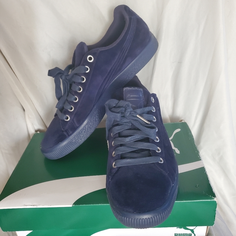 Puma Mens Clyde Velour Ice Peacoat Royal Blue Sneakers Shoes Size 8.5 Whimsigoth